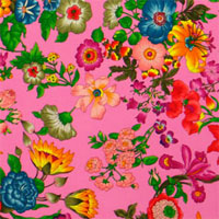 Printed Charmeuse, 45" - (6059) Flower Garden on Pink Printed Charmeuse, 45" - (6059) Flower Garden on Pink
